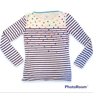 Boden Long Sleeve Breton with polka dots